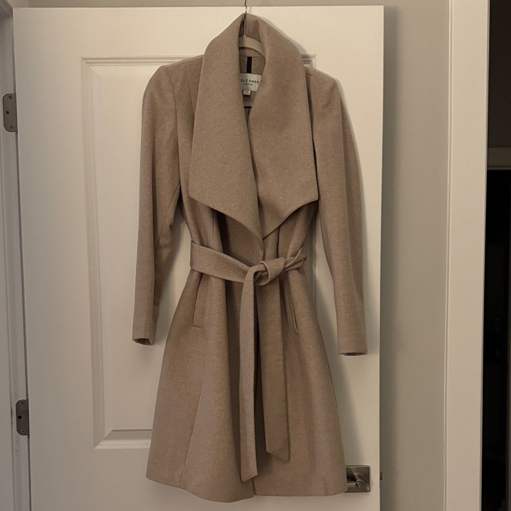 Cole Haan Signature Wool Tan Belted Coat